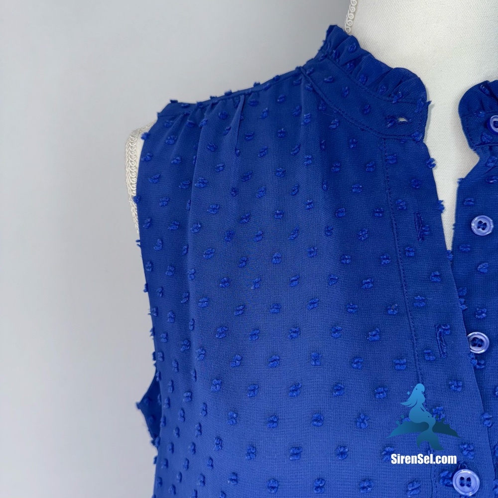 1164 J. Crew Sleeveless Blouse - Size 8 - Blue - Picture 3 of 16